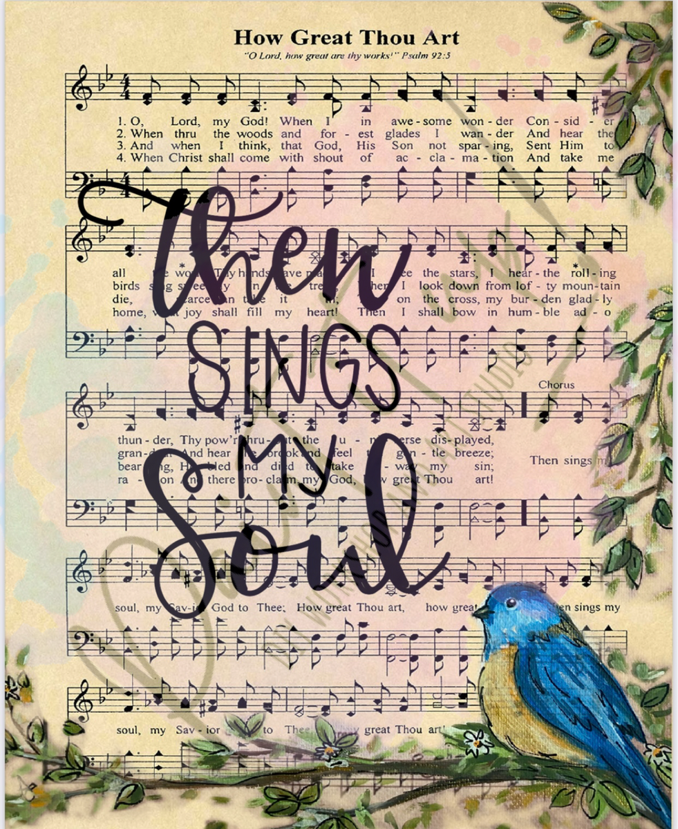 How Great Thou Art Bird Hymnal Page – Paint it up Chesnee