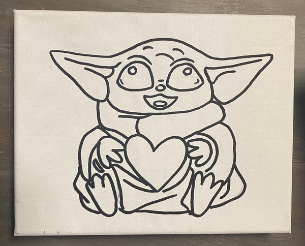 Baby Yoda Valentine Canvas