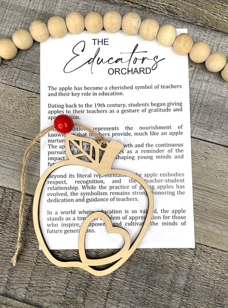 Apple/Teacher Story Ornament-Bag Tag-Car Charm