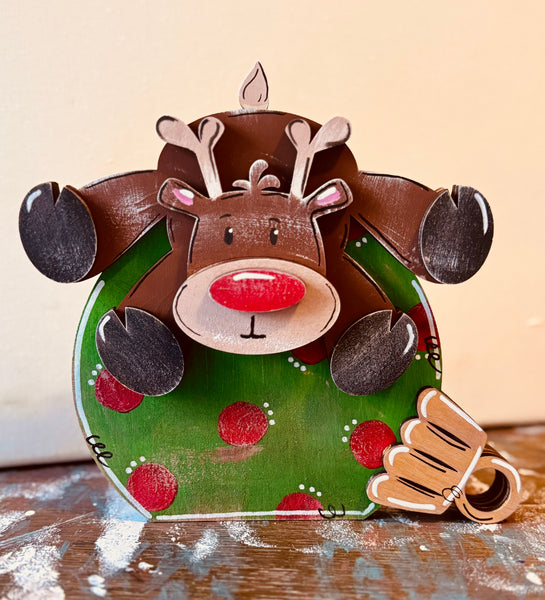 Silly Reindeer & Ornament Shelf Sitter