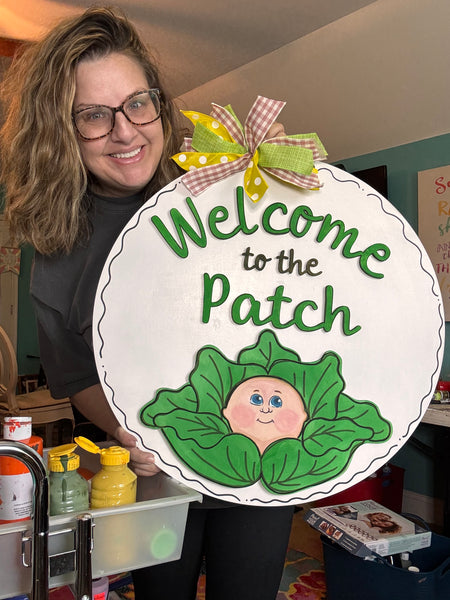 Cabbage Baby Wooden Door Hanger