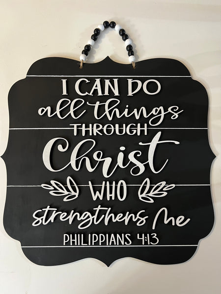 Philippians 4:13 Wooden Door Hanger/Sign