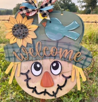 Silly Scarecrow Wooden Door Hanger