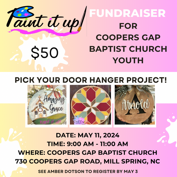 05/11/2024 Saturday (9-11am) Coopers Gap Youth Fundraiser-$50
