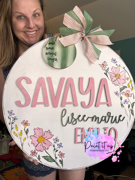 Wildflower Baby Wooden Door Hanger