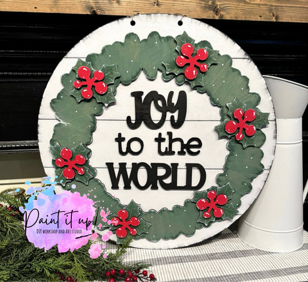 Joy to the World Wreath Wooden Door Hanger