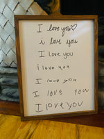 “I love you” Framed Wooden Sign