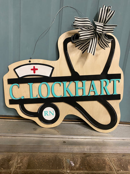 Personalized Nurse Wooden Door Hanger/Sign