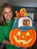 Sporty Jack-o-Lantern Door Hanger/Wood Sign