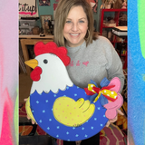 Colorful Hen Wood Sign/Door Hanger (DIY)