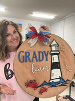 Lighthouse Baby Wooden Door Hanger