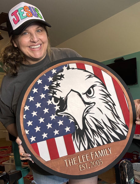 Eagle & Flag Patriotic Wood Sign