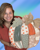 Patchwork Pumpkin Door Hanger/Wood Sign