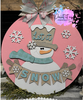 Snowman Banner Wooden Door Hanger