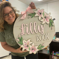 Lily Personalized Baby Wooden Door Hanger