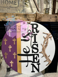 He is Risen Thorn and Cross Wooden Door Hanger