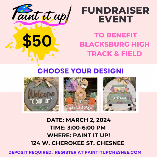 03/02/2024 (3-6 pm) Blacksburg High Track & Field Fundraiser-$50