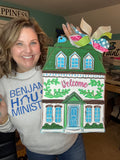 Vintage Village House Wood Cutout