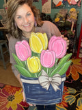 Potted Tulips Wood Sign/Door Hanger (DIY)