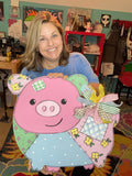 Patchwork Piggy Wood Sign/Door Hanger (DIY)