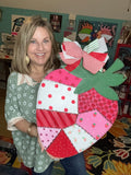 Patchwork Strawberry Wood Sign/Door Hanger (DIY)