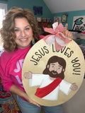 Jesus Loves You Oval Wood Sign (DIY)