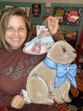 Bunny with Bow Wood Cutout