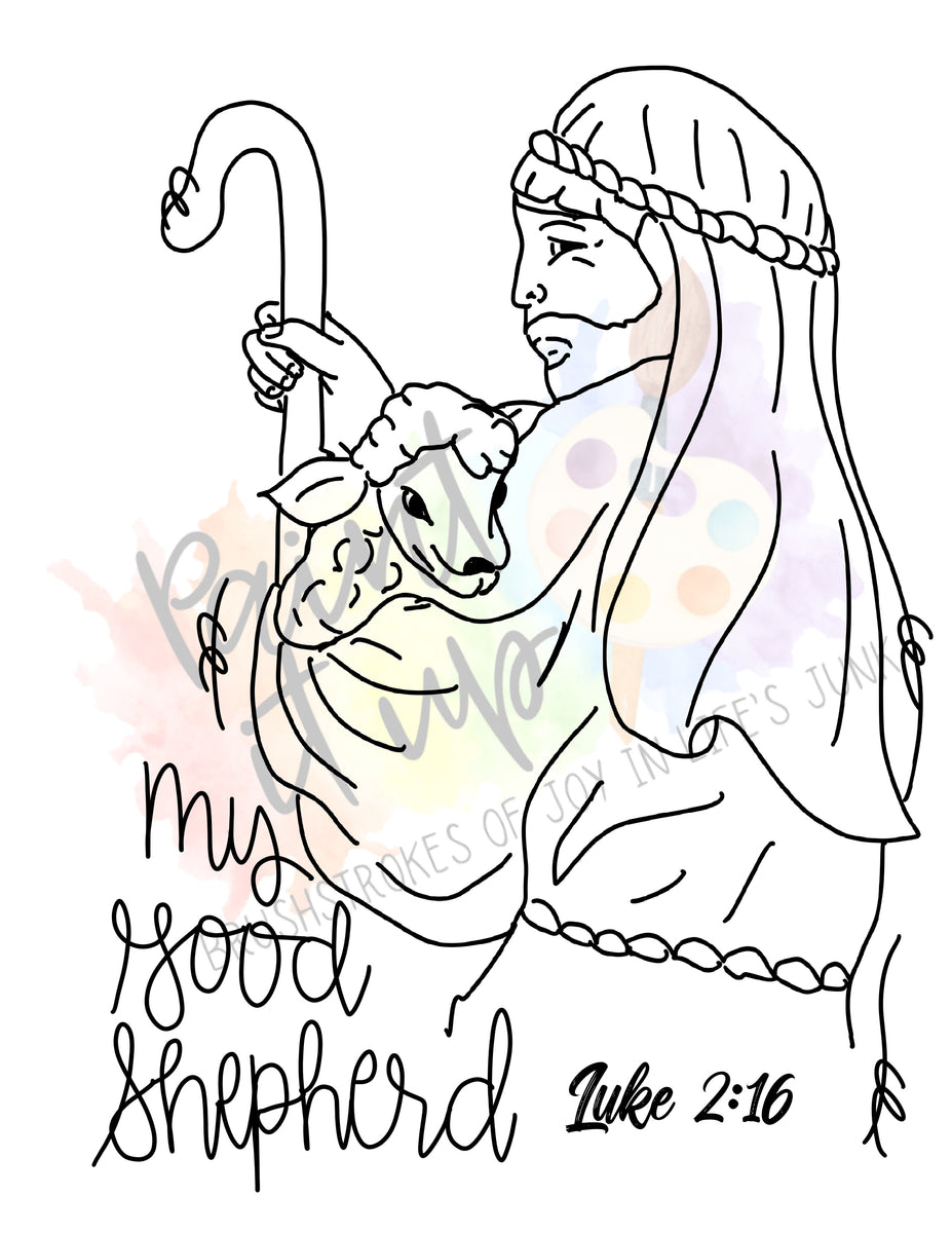 Good Shepherd Coloring Page (Luke 2:16) – Paint it up!