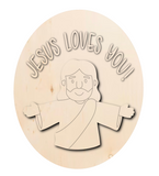 Jesus Loves You Oval Wood Sign (DIY)