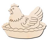 Hen on a Nest Wood Cutout