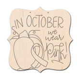 Breast Cancer Pumpkin Door Hanger/Wood Sign