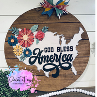 God Bless America USA Wooden Door Hanger