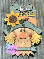 Hello Fall Scarecrow Wooden Door Hanger