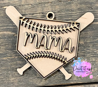 Baseball Home Plate Bat Mama Ornament-Bag Tag-Car Charm