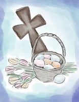 Cross, Basket and Flowers Easter Canvas