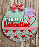 Hello Valentine Wooden Door Hanger