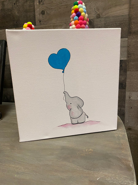 Elephant with Balloon Canvas