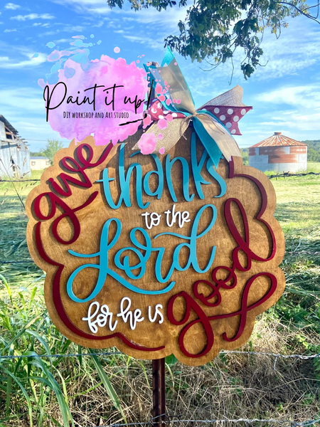 Give Thanks to the Lord Wooden Door Hanger