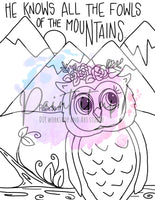 Owl Psalms Coloring Page