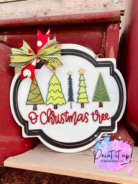 O Christmas Tree Whimsical Wooden Door Hanger