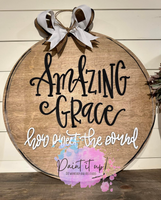 Amazing Grace Script Wooden Door Hanger