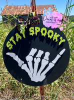 Stay Spooky Skeleton Wooden Door Hanger