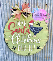 Chickens Did It Christmas Wooden Door Hanger