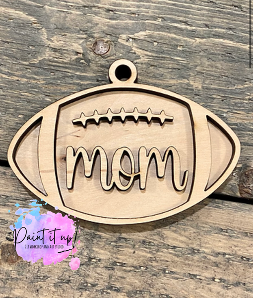 Football Mom Ornament-Bag Tag-Car Charm