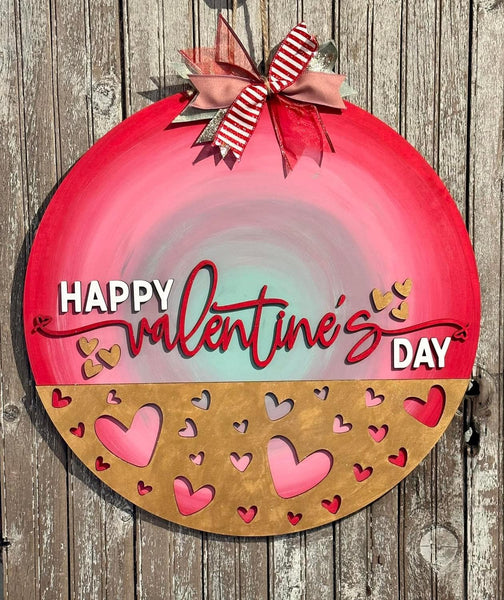 Happy Valentine’s Swirl Wooden Door Hanger