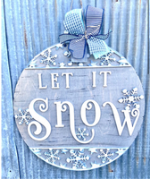 Let it Snow Snowflakes Wooden Door Hanger
