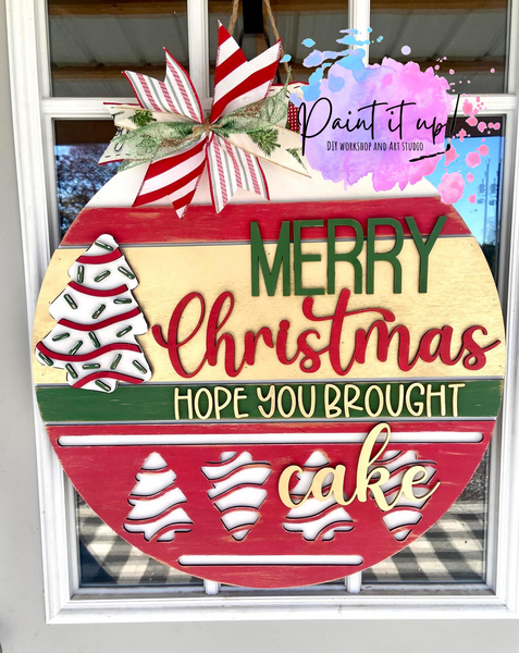 Christmas Cakes Wooden Door Hanger