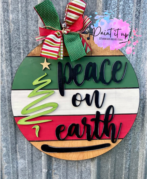 Peace on Earth Wooden Door Hanger