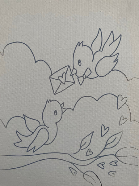 Valentine Birdies Canvas
