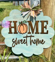 Home Sweet Home Pumpkin Wooden Door Hanger